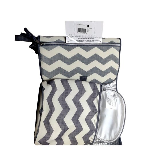 Tender Kisses Diaper Bag & Insulated Bottle Bag Set Chevron Pattern - Picture 2 of 5